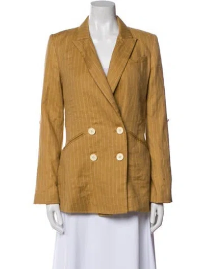 Pre-owned Veronica Beard Linen Striped Blazer In Brown