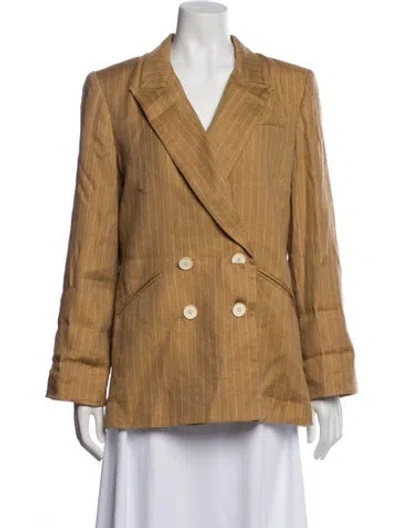 Pre-owned Veronica Beard Linen Striped Blazer In Brown