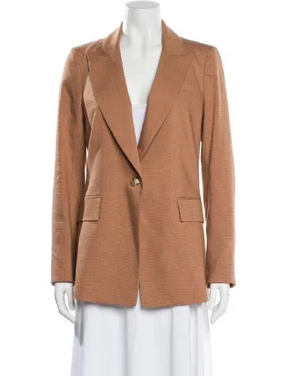 Pre-owned Veronica Beard Linen Striped Blazer In Brown