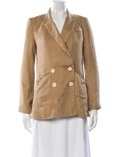 Pre-owned Veronica Beard Linen Striped Blazer In Brown