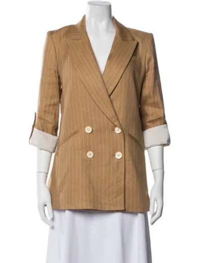Pre-owned Veronica Beard Linen Striped Blazer In Brown