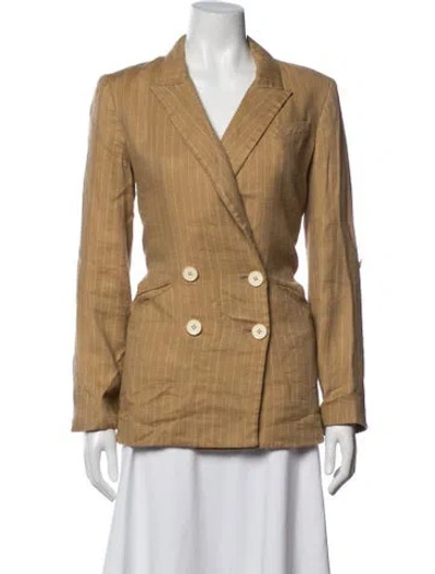 Pre-owned Veronica Beard Linen Striped Blazer In Brown