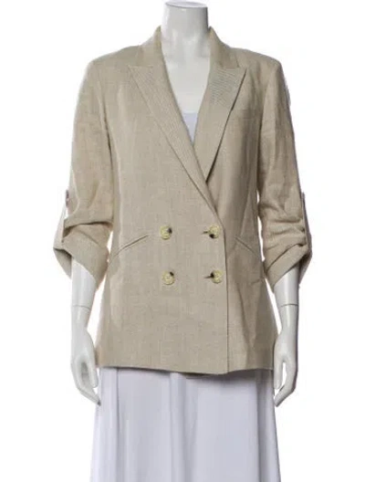 Pre-owned Veronica Beard Linen Striped Blazer In Neutral