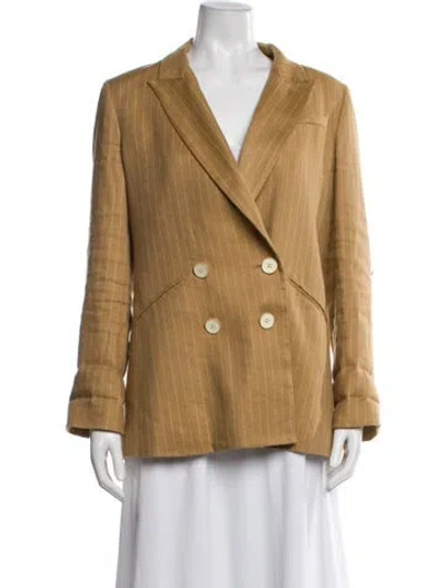Pre-owned Veronica Beard Linen Striped Blazer In Neutral