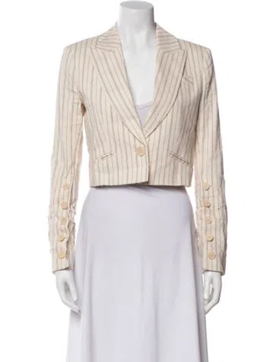 Pre-owned Veronica Beard Linen Striped Blazer In Neutral