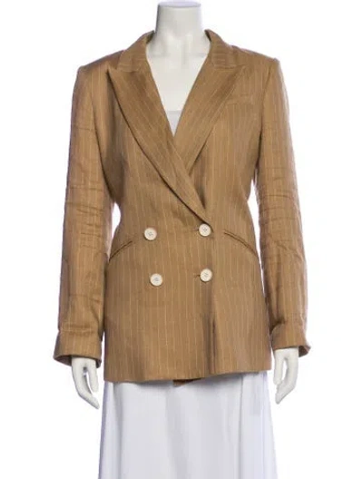 Pre-owned Veronica Beard Linen Striped Blazer In Neutral