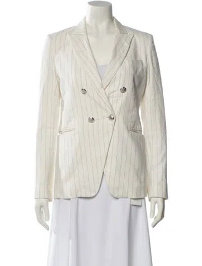 Pre-owned Veronica Beard Linen Striped Blazer In Neutral