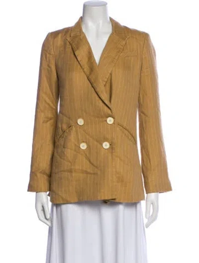 Pre-owned Veronica Beard Linen Striped Blazer In Neutral