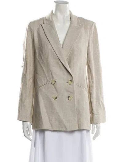 Pre-owned Veronica Beard Linen Striped Blazer In Neutral