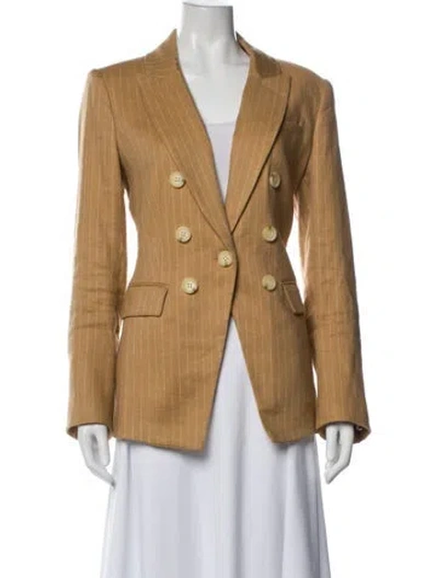 Pre-owned Veronica Beard Linen Striped Blazer In Neutral
