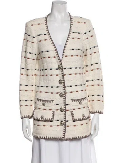 Pre-owned Veronica Beard Linen Striped Blazer In Neutral