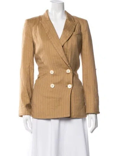 Pre-owned Veronica Beard Linen Striped Blazer In Neutral