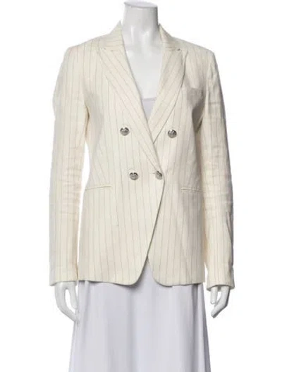 Pre-owned Veronica Beard Linen Striped Blazer In Neutral