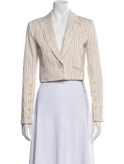 Pre-owned Veronica Beard Linen Striped Blazer In Neutral