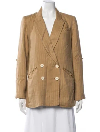 Pre-owned Veronica Beard Linen Striped Blazer In Neutral