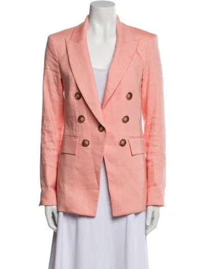 Pre-owned Veronica Beard Linen Striped Blazer In Pink