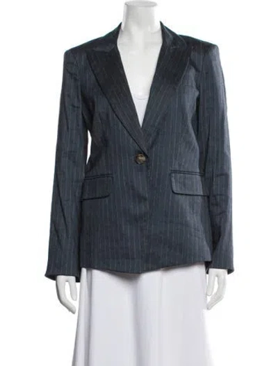 Pre-owned Veronica Beard Linen Striped Blazer W/ Tags In Blue