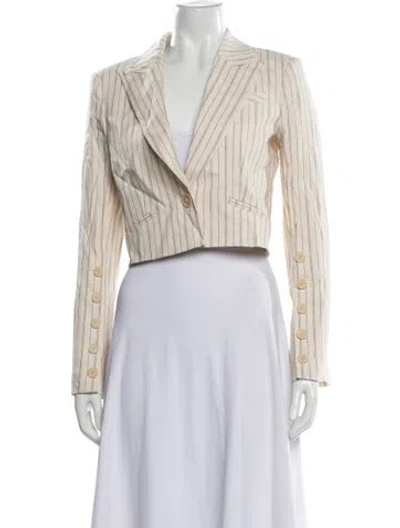 Pre-owned Veronica Beard Linen Striped Blazer W/ Tags In Neutral