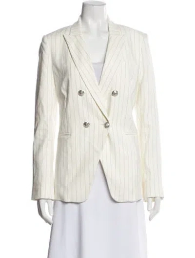 Pre-owned Veronica Beard Linen Striped Blazer W/ Tags In White