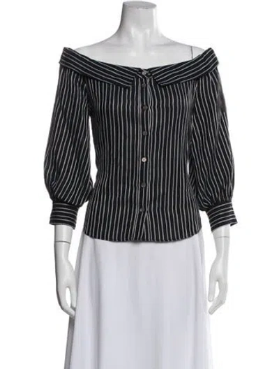 Pre-owned Veronica Beard Linen Striped Blouse In Multi