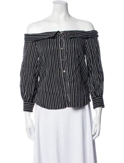 Pre-owned Veronica Beard Linen Striped Blouse In Multicolor