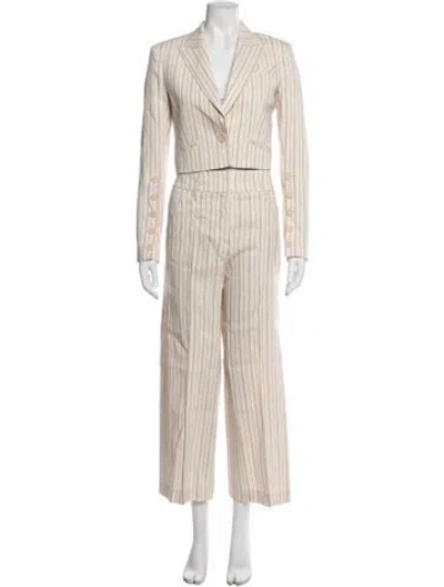 Pre-owned Veronica Beard Linen Striped Pantsuit In Neutrals