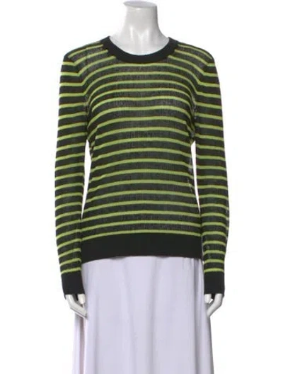Pre-owned Veronica Beard Linen Striped Sweater In Green