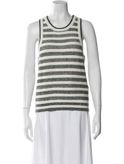 Pre-owned Veronica Beard Linen Striped Sweater In Green