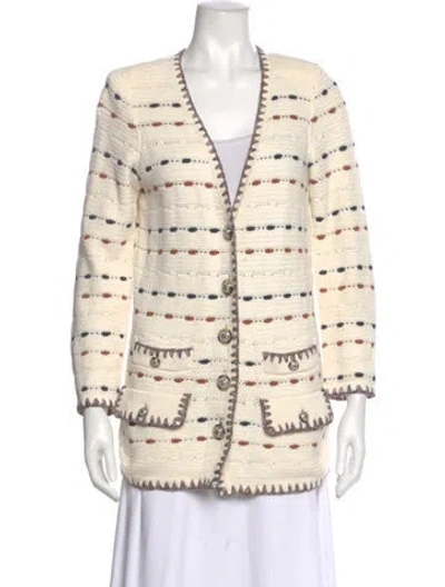 Pre-owned Veronica Beard Linen Striped Sweater In Neutral