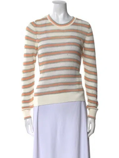 Pre-owned Veronica Beard Linen Striped Sweater In Neutral
