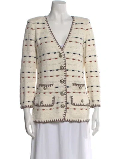 Pre-owned Veronica Beard Linen Striped Sweater In Neutral