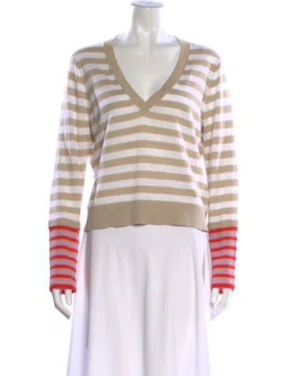 Pre-owned Veronica Beard Linen Striped Sweater In Neutral