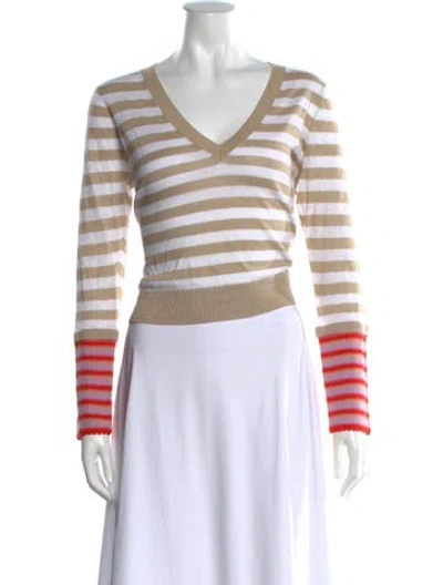 Pre-owned Veronica Beard Linen Striped Sweater In Neutral