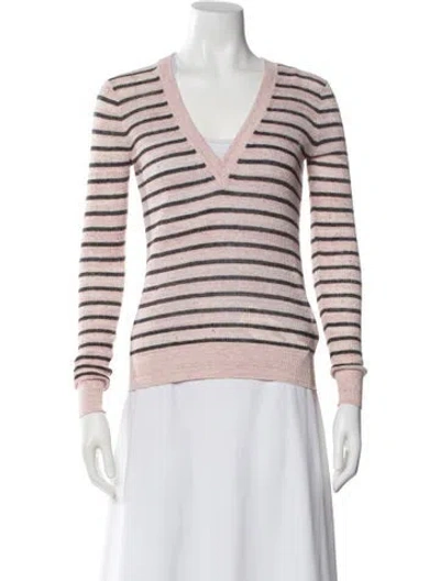 Pre-owned Veronica Beard Linen Striped Sweater In Pink