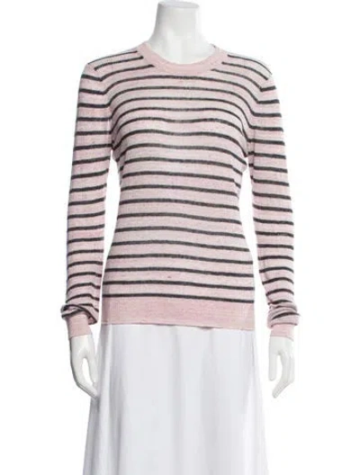 Pre-owned Veronica Beard Linen Striped Sweater In Pink