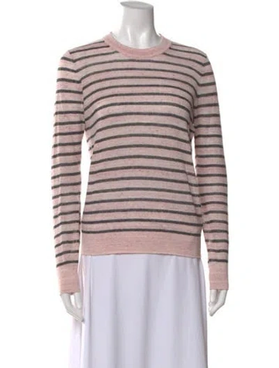 Pre-owned Veronica Beard Linen Striped Sweater In Pink