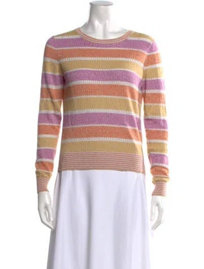 Pre-owned Veronica Beard Linen Striped Sweater In Purple