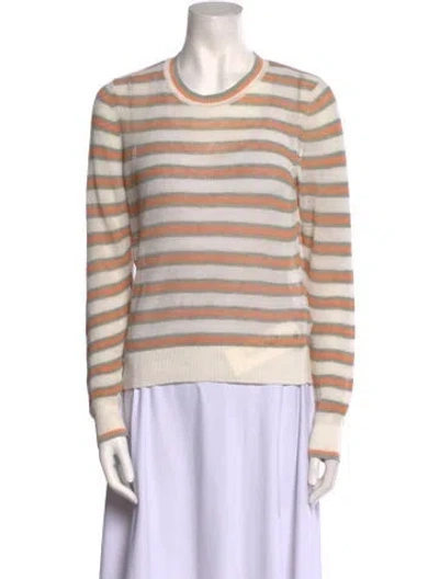 Pre-owned Veronica Beard Linen Striped Sweater In White