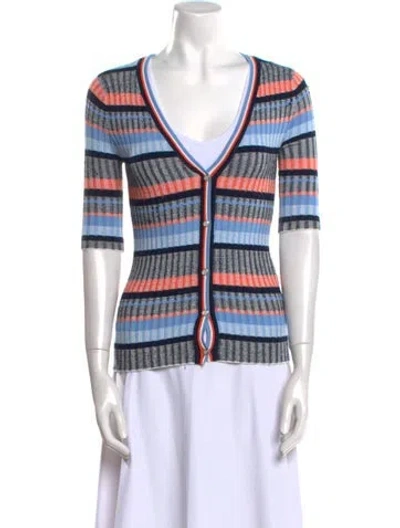 Pre-owned Veronica Beard Linen Striped Top In Blue