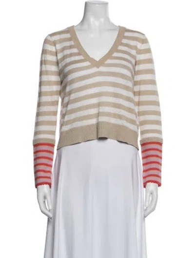 Pre-owned Veronica Beard Linen Striped Top In Blue