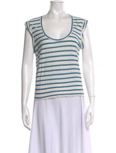 Pre-owned Veronica Beard Linen Striped Top In Multi