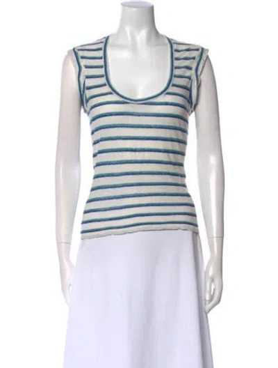 Pre-owned Veronica Beard Linen Striped Top In Multi