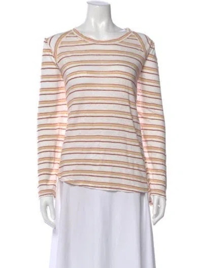 Pre-owned Veronica Beard Linen Striped Top In Neutral