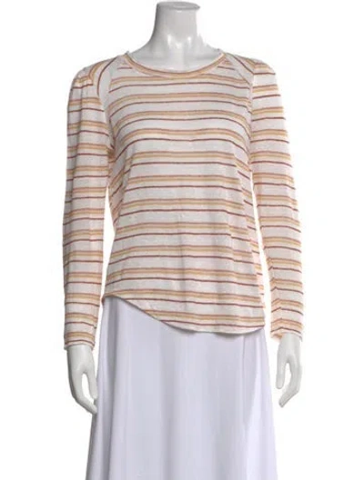 Pre-owned Veronica Beard Linen Striped Top In Neutral