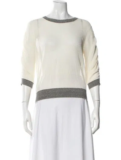 Pre-owned Veronica Beard Linen Striped Top In Neutral