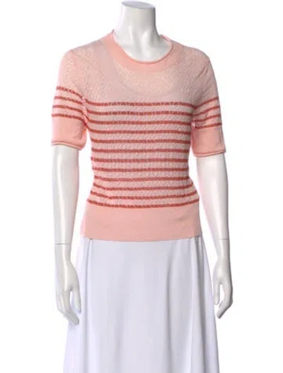 Pre-owned Veronica Beard Linen Striped Top In Pink