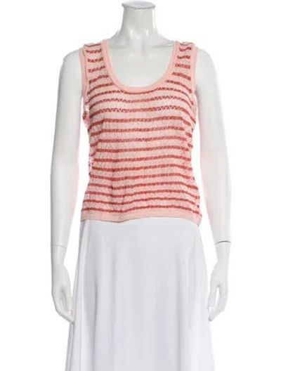 Pre-owned Veronica Beard Linen Striped Top In Pink