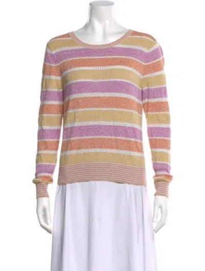 Pre-owned Veronica Beard Linen Striped Top In Pink