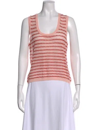 Pre-owned Veronica Beard Linen Striped Top In Pink