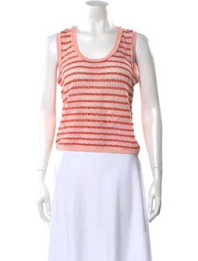 Pre-owned Veronica Beard Linen Striped Top W/ Tags In Pink